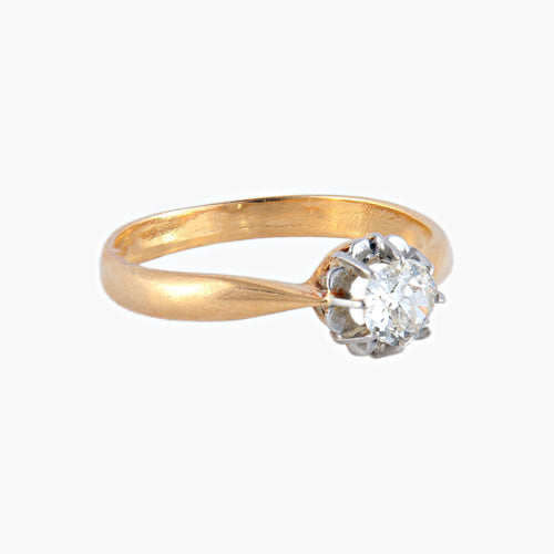 Bague 55 Bague Solitaire ancien or jaune et platine 58 Facettes 443