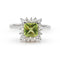 Bague 54 Bague en or blanc avec péridot et diamants 58 Facettes