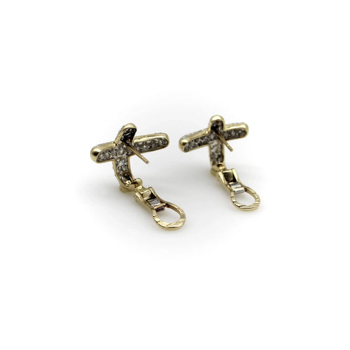 Boucles d'oreilles Boucles d'oreilles vintage en or jaune 14 carats avec pavé de diamants 58 Facettes A20018