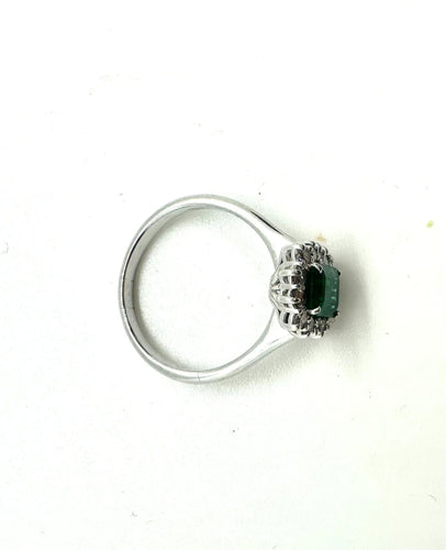 Bague 57 Bague Marguerite Émeraude Rectangulaire 58 Facettes