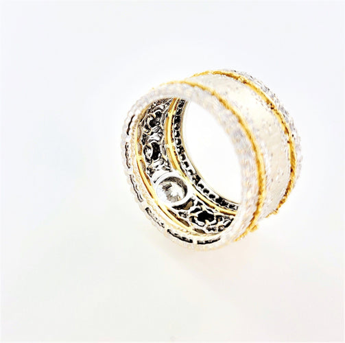 Bague BUCCELLATI - Bague bicolore or blanc et jaune avec diamants 58 Facettes