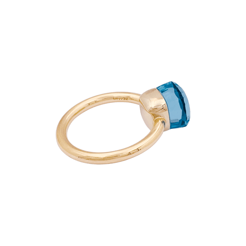 52 Bague Pomellato, "Nudo Petit", or rose, or blanc, topaze bleue. 58 Facettes 34220