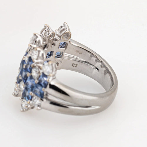 Bague 51 Bague Large Bande Saphir Diamant Or Blanc 58 Facettes G13356
