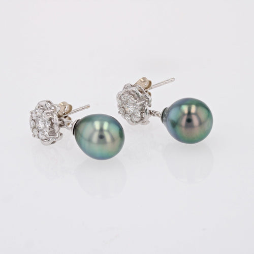 Boucles d'oreilles Boucles d'oreilles diamants et perles de Tahiti transformables 58 Facettes 24-186