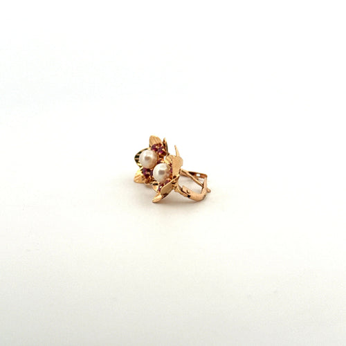 Boucles d'oreilles Dormeuse Or Jaune 18k Perle & Rubis 58 Facettes F2BO-GS29811-07