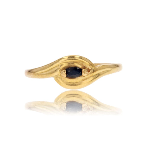 Bague 54 Bague or jaune saphir décor vague 58 Facettes 21-675E