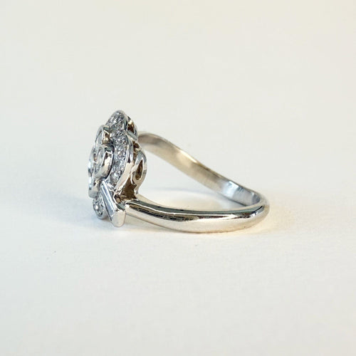 Bague 51 Bague or blanc et diamants 58 Facettes INV033