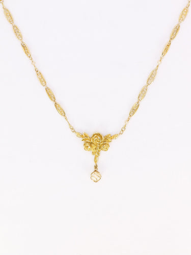 Collier Collier Art Nouveau maille filigrane or jaune perles fines 58 Facettes 1108.2