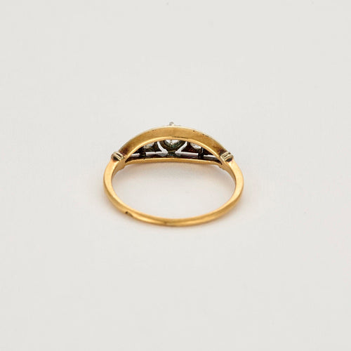 Bague 50,5 Fine bague or jaune et gris et diamants 58 Facettes DRE15742