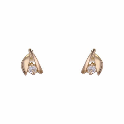 Boucles d'oreilles Puces d'oreilles or jaune pierres blanches 58 Facettes 16-307B