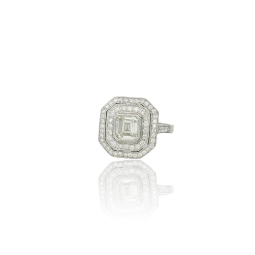 52 Double cluster diamond ring 58 Facettes
