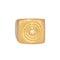 Bague 53 Chevalière vintage en diamant avec motif fossile carré en or jaune 18 carats 58 Facettes G13731