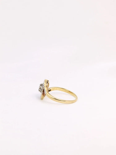 Bague 51 Bague tourbillon or platine diamants taille ancienne 0,10 ct 58 Facettes J322