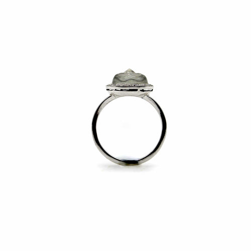 Bague 52 Bague pierre de Lune en or, pierre de lune sculptée, années 1950, avec diamants 58 Facettes A2001I