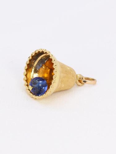 Pendentif Pendentif charms vintage cloche or jaune pierre bleue 58 Facettes 1099.6