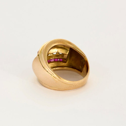 Bague 58 Bague tank or jaune, rubis et diamants 58 Facettes CHA5417