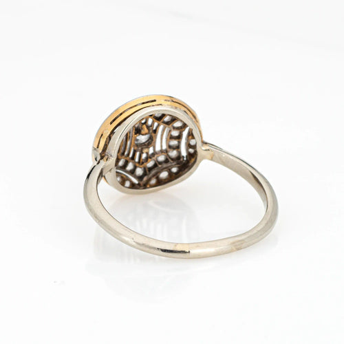 Bague Antique Edwardian Diamond Ring 18k Platinum Sz 9 Round Fine Cocktail Jewelry 58 Facettes G13499