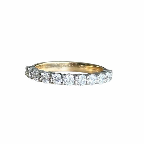 Bague 61 Demi-alliance en or 18 carats avec 11 diamants 58 Facettes 360