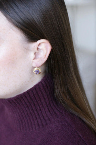Boucles d'oreilles Boucles d'Oreilles Améthystes et Perles sur Or Jaune 58 Facettes