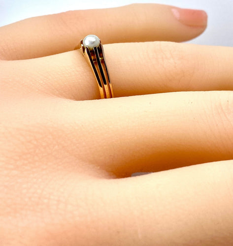 Bague 49 Bague en or rose perle fine vers 1900 58 Facettes AB663