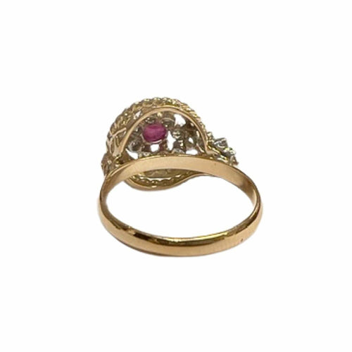 Bague 55.5 BAGUE ART DÉCO, ÉPOQUE 1920-1925, OR 18 KT ET PLATINE AVEC DIAMANTS ET RUBIS 58 Facettes Q10B