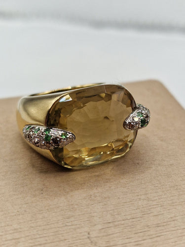 Bague 60 Pomellato - Bague Pin Up en or jaune 18 k, citrine, tsavorites et diamants 58 Facettes