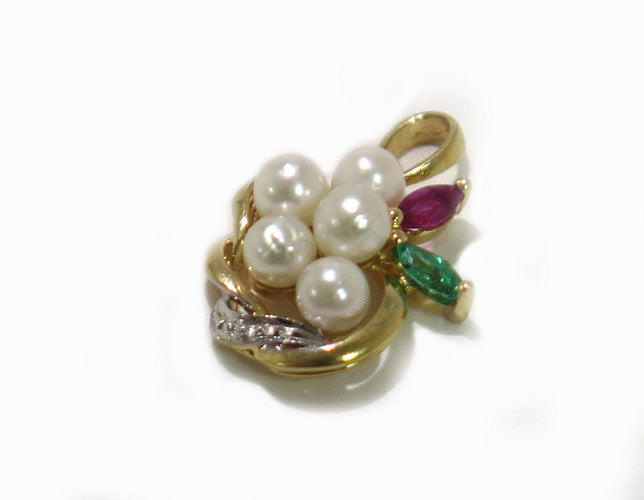 Pendentif Pendentif ancien perles émeraude rubis 58 Facettes