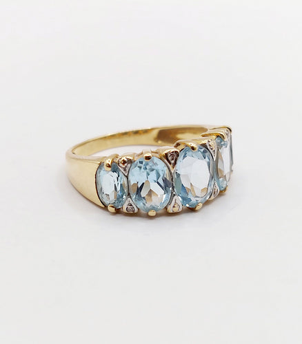 Bague 56 Bague jarretière vintage or jaune 18k topazes et diamants (circa 1980) 58 Facettes A05994
