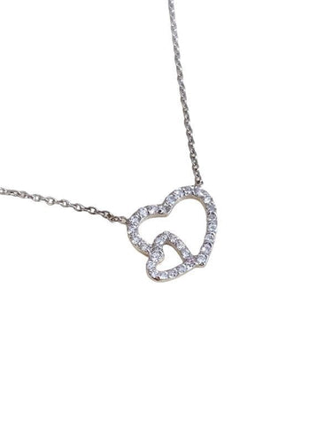 Collier Collier cœur en or blanc et diamants 58 Facettes