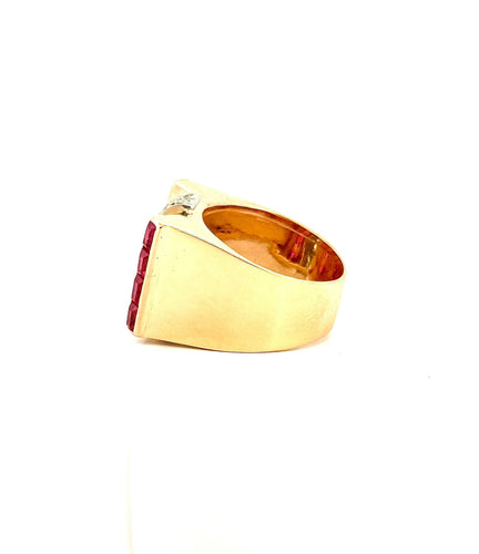 Bague 53 Bague tank en or 18 carats diamants et rubis 58 Facettes