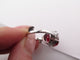 Bague 53 vintage bague cocktail t53 grenat coussin 8 diamants 0.14ct en platine 7.3g 58 Facettes 270143