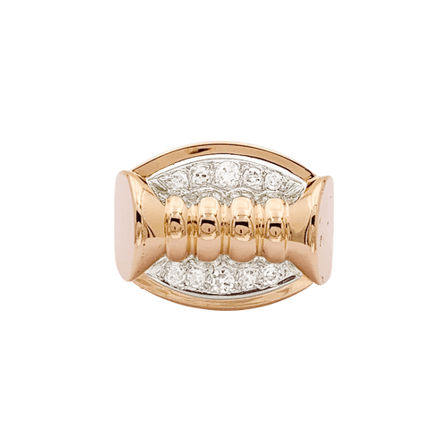 Bague 53 Bague vintage or rose, or blanc, diamants. 58 Facettes 34563