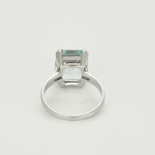 Bague 54,5 Bague Solitaire en or blanc et aigue-marine 58 Facettes RAM3095