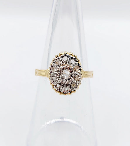 Bague 52 Bague marquise antique or jaune diamant taillés en roses 58 Facettes A05051
