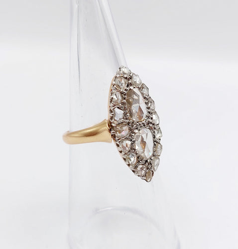 Bague 50 Bague marquise antique or rose 18k et diamants taille roses (circa 1900) 58 Facettes A06286