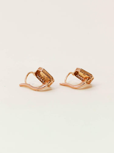 Boucles d'oreilles Dormeuses anciennes or rose diamant taille rose 58 Facettes 1199.3