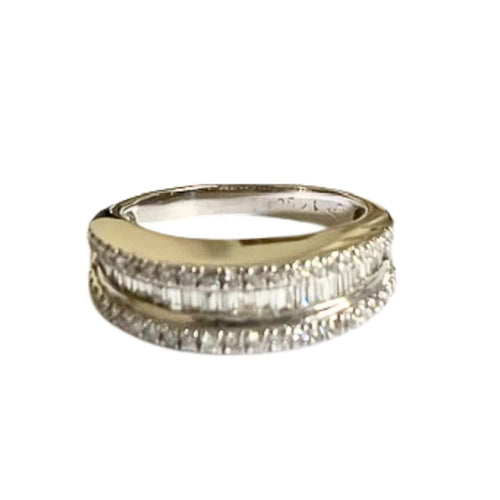 Bague 48.5 Bague de style contemporain du XXe siècle en or 18 carats avec diamants de 0,48 carat 58 Facettes Q329B