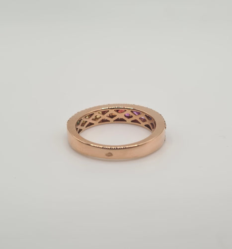 Bague 54 Bague or rose sertie de diamants et saphir multi-couleur 58 Facettes