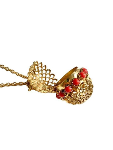 Pendentif Pendentif or jaune pierres imitation corail 58 Facettes