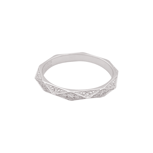 Bague 58 Alliance Boucheron "Facette" platine, diamants. 58 Facettes 34400