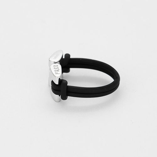 Bague 60,5 FRED - Move one - Bague en or blanc et cordon en caoutchouc 58 Facettes B250491