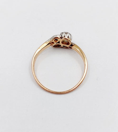 Bague toi et moi or rose, diamants taille ancienne (circa 1900) 58 Facettes A06235