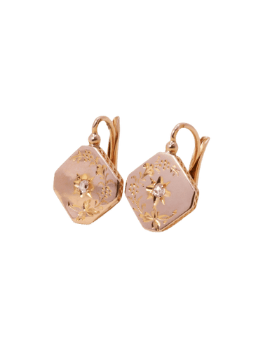 Boucles d'oreilles Dormeuses anciennes or rose diamant taille rose 58 Facettes 1199.3