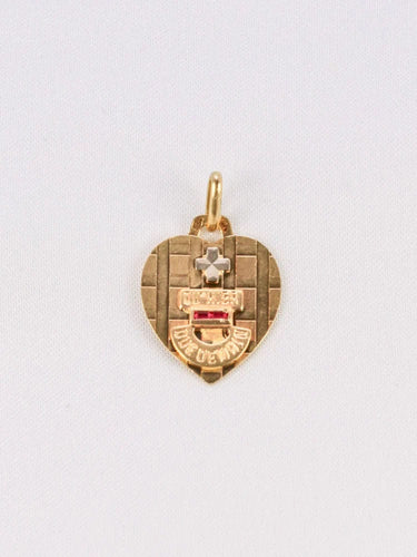 AUGIS - Médaille amour coeur Plus qu'hier moins que demain or jaune, rubis 58 Facettes J547