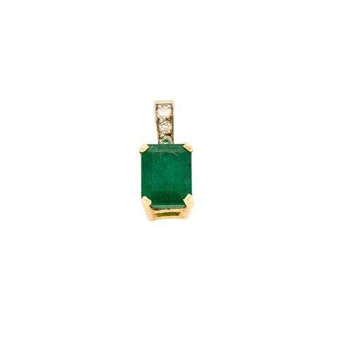 Pendentif Pendentif or jaune et gris, diamants et émeraude 58 Facettes 250252