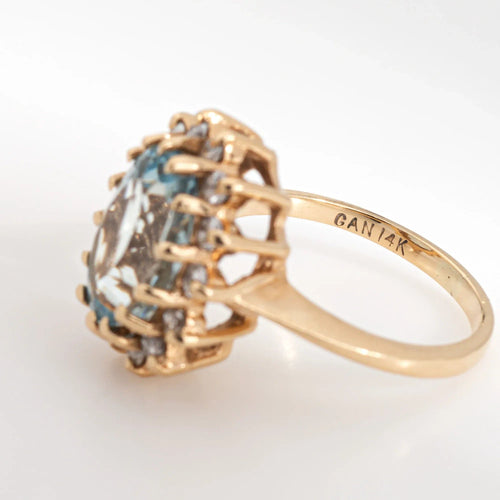 50 Bague diamant aigue-marine 4,50 ct vintage 58 Facettes G13369