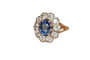Bague 55 Antique gold, blue sapphire and old mine diamond ring 58 Facettes