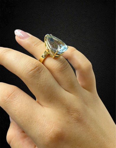 Bague Bague artisanale ornée d'une topaze bleue 58 Facettes