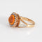 Antique Victorian Fire Opal Ring Rose Cut Diamond Cluster 14k Yellow Gold Halo 58 Facettes G14047