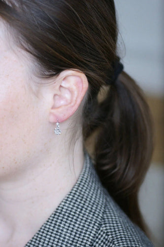Boucles d'oreilles Dormeuses diamants 0.55 Carat, or blanc 58 Facettes